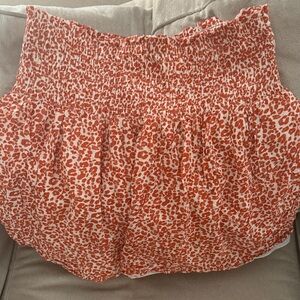 LOFT Red and White Leopard Print Skirt